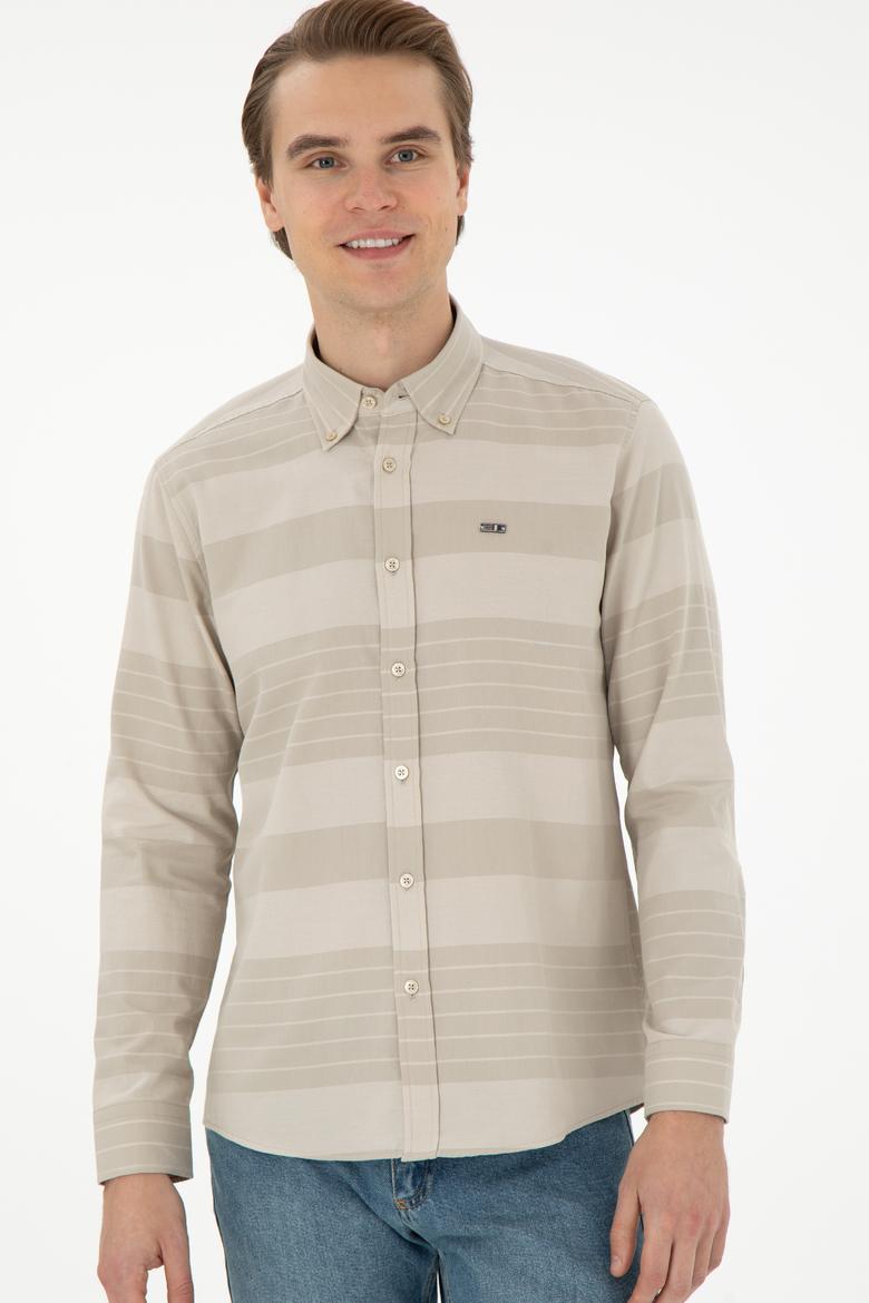 Erkek Açık Haki Uzun Kollu Gömlek - 50291408015