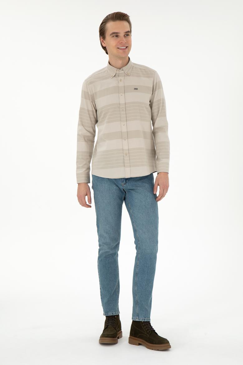 Erkek Açık Haki Uzun Kollu Gömlek - 50291408015