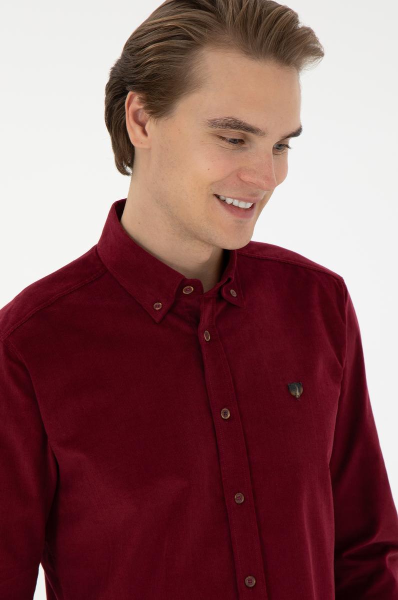 Erkek Bordo Uzun Kollu Gömlek