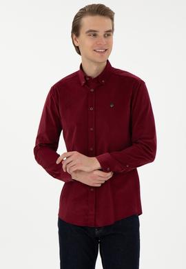 Erkek Bordo Uzun Kollu Gömlek - 50291395027