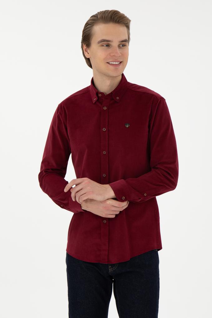 Erkek Bordo Uzun Kollu Gömlek
