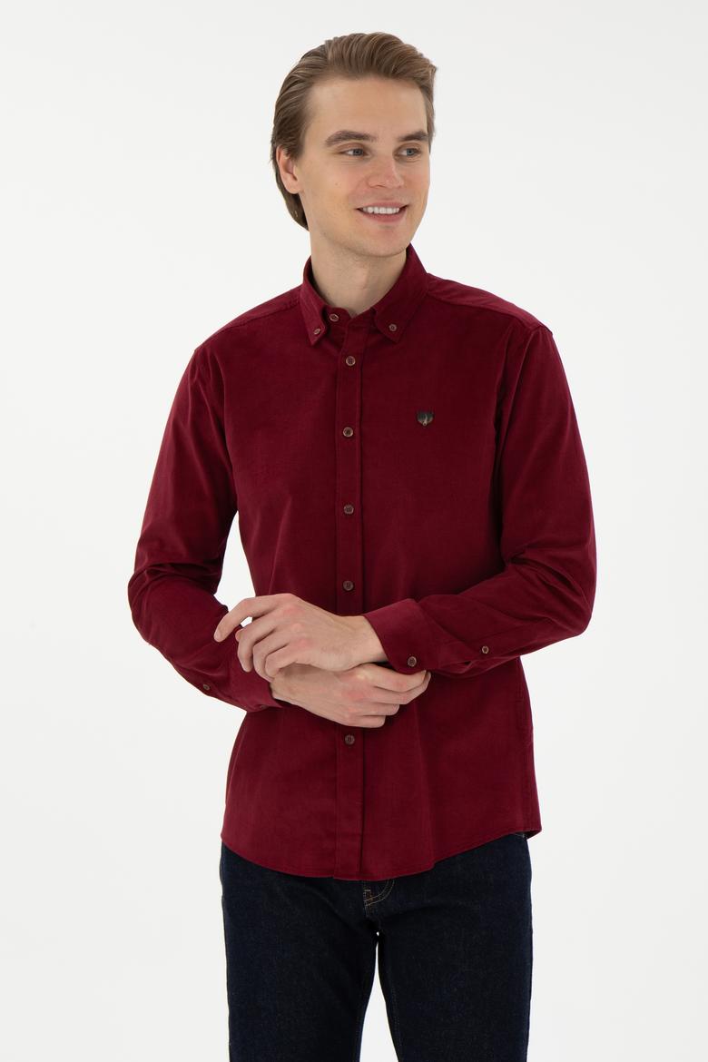 Erkek Bordo Uzun Kollu Gömlek