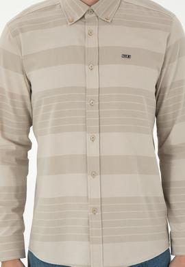 Erkek Açık Haki Uzun Kollu Gömlek - 50291408015