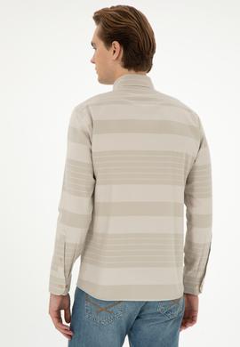 Erkek Açık Haki Uzun Kollu Gömlek - 50291408015