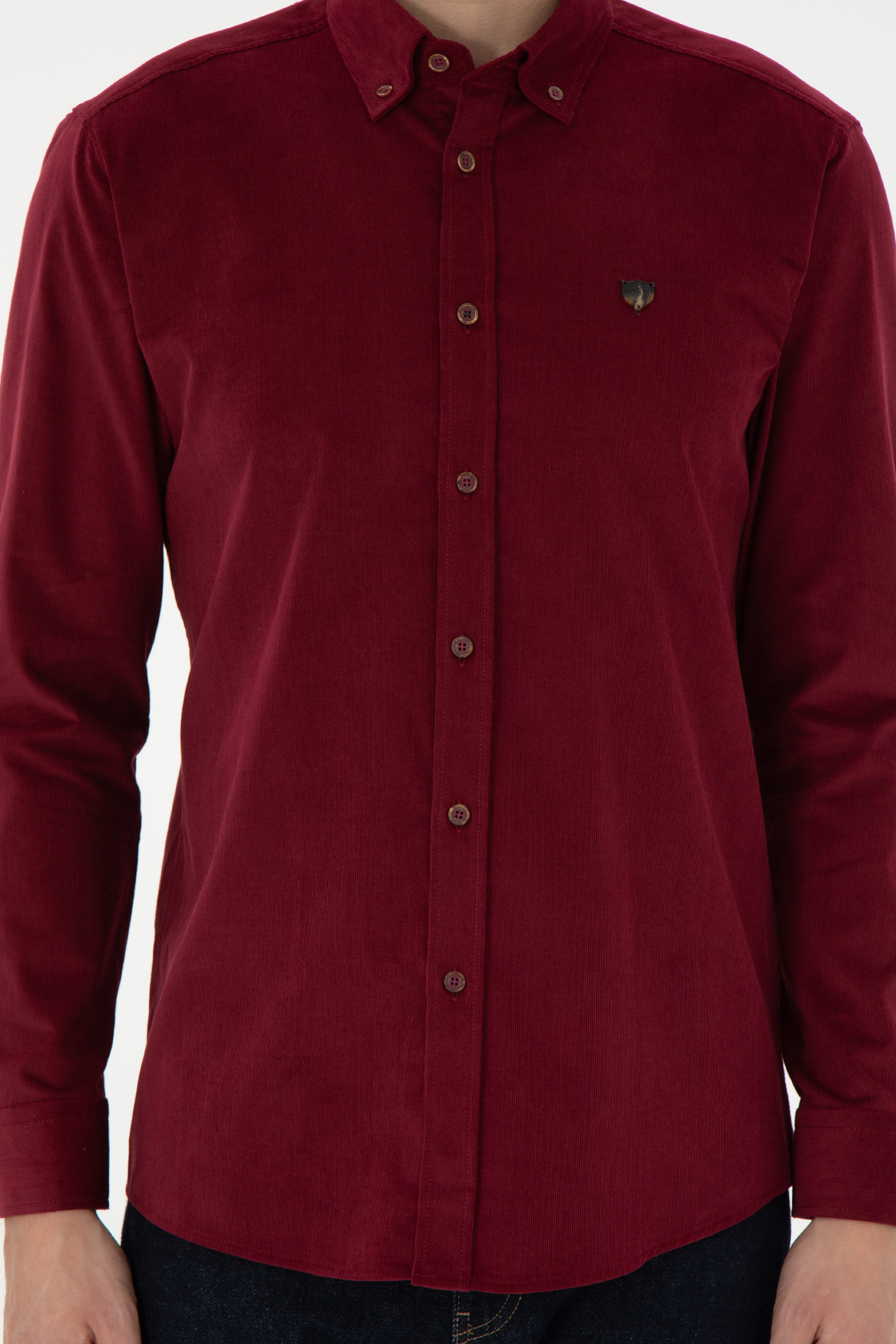 Erkek Bordo Uzun Kollu Gömlek - Image 6