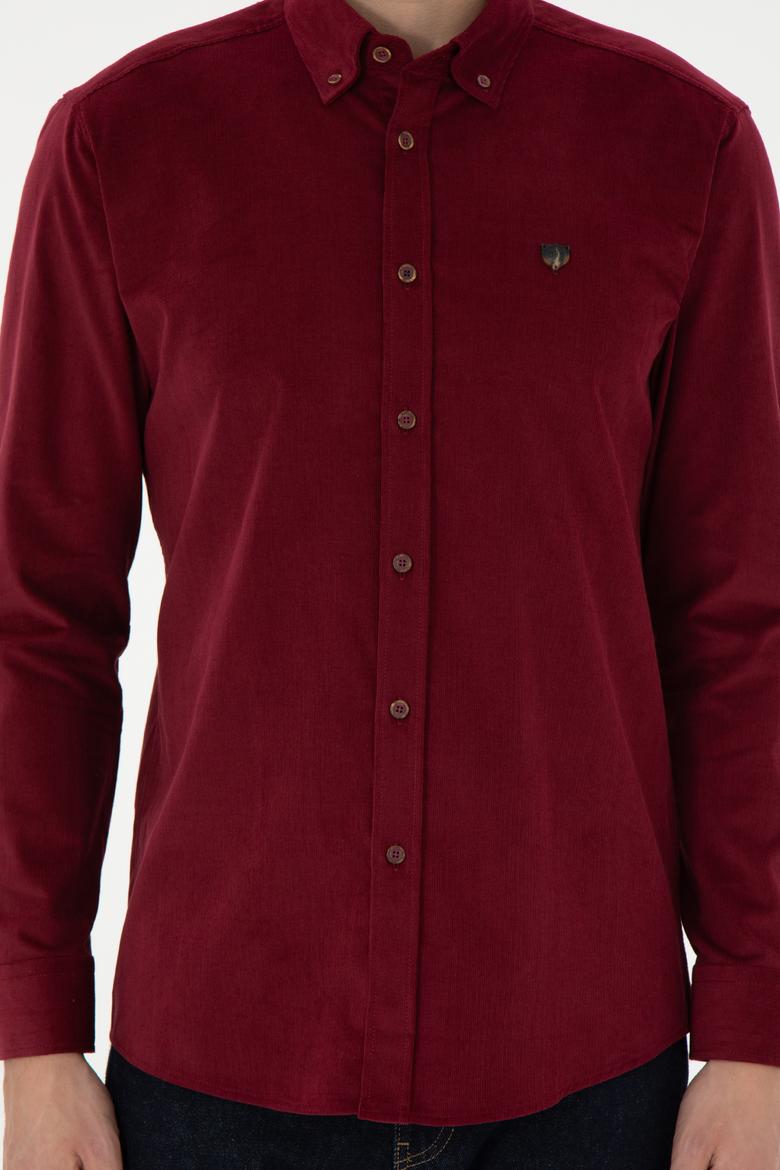 Erkek Bordo Uzun Kollu Gömlek - 50291395027