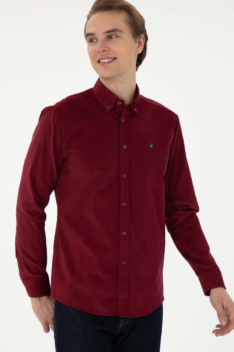 Erkek Bordo Uzun Kollu Gömlek - 50291395027