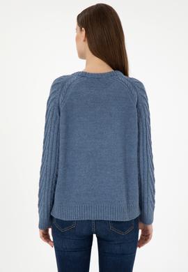 Kadın İndigo Bisiklet Yaka Kazak - 50293747011