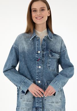 Kadın Açık Mavi Jean Tunik Gömlek - 50291134005