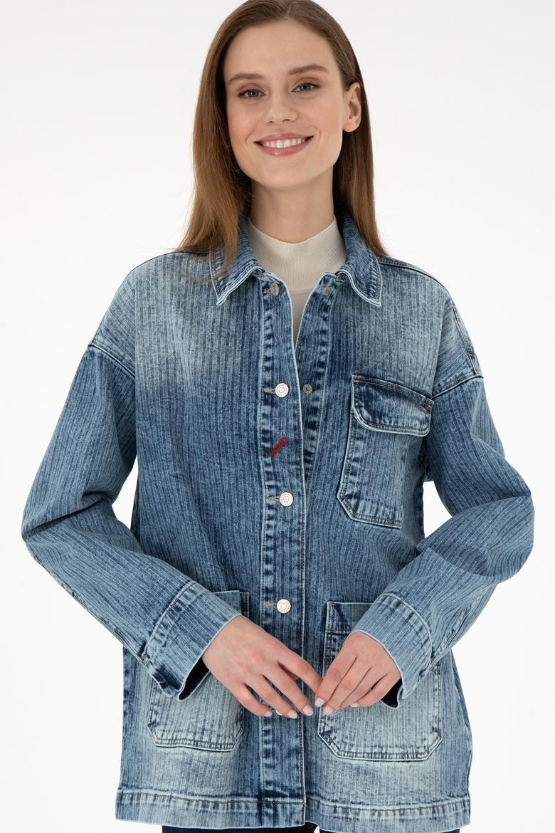 Kadın Açık Mavi Jean Tunik Gömlek - 50291134005