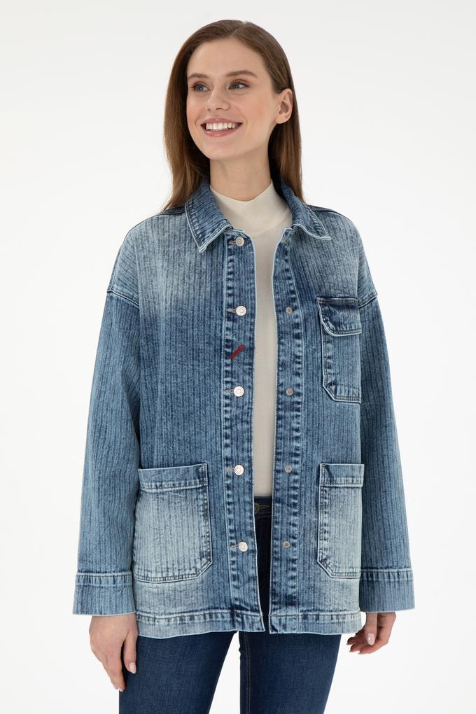 Kadın Açık Mavi Jean Tunik Gömlek