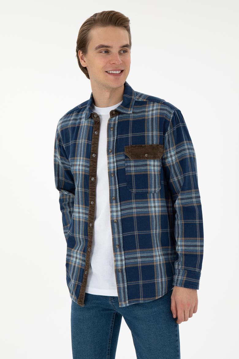 Erkek Koyu Mavi Jean Gömlek