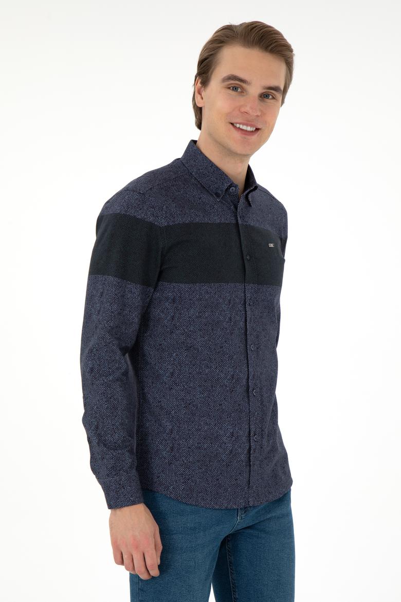 Erkek Lacivert Uzun Kollu Gömlek