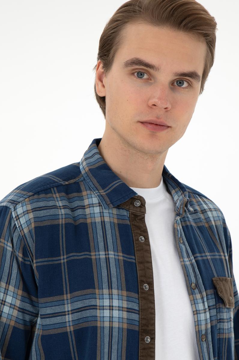 Erkek Koyu Mavi Jean Gömlek