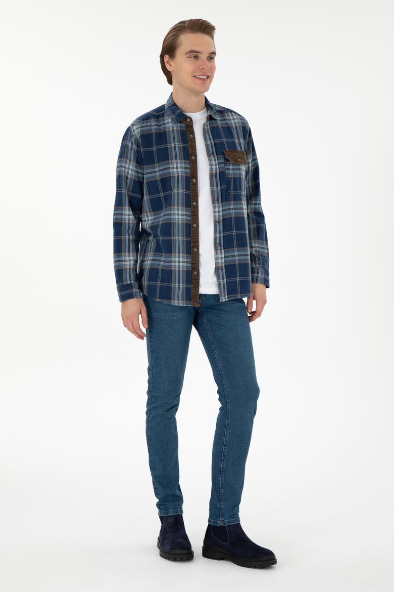 Erkek Koyu Mavi Jean Gömlek - 50289481007