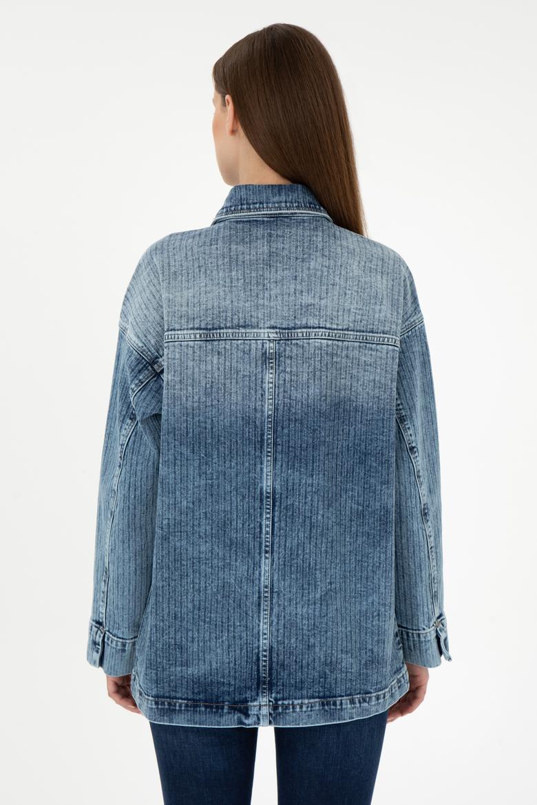 Kadın Açık Mavi Jean Tunik Gömlek - 50291134005