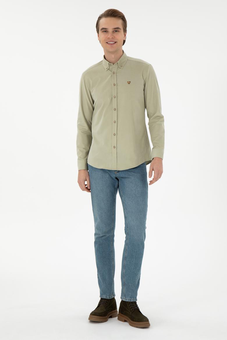 Erkek Açık Haki Uzun Kollu Gömlek - 50291395079