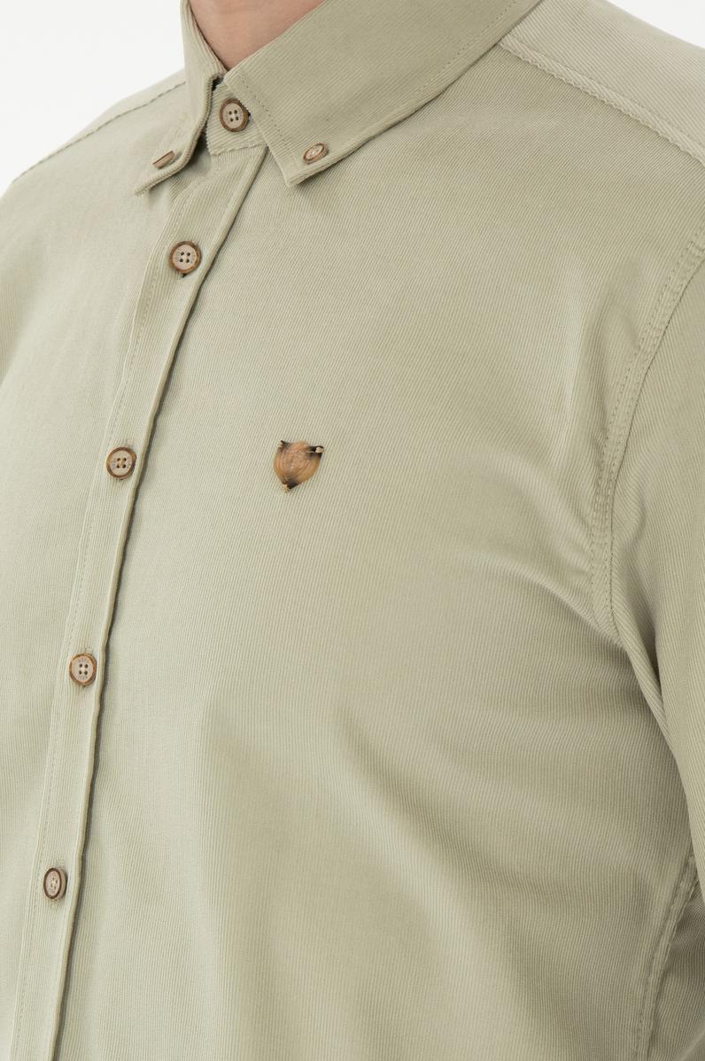 Erkek Açık Haki Uzun Kollu Gömlek