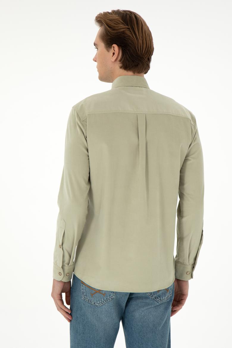 Erkek Açık Haki Uzun Kollu Gömlek - 50291395079