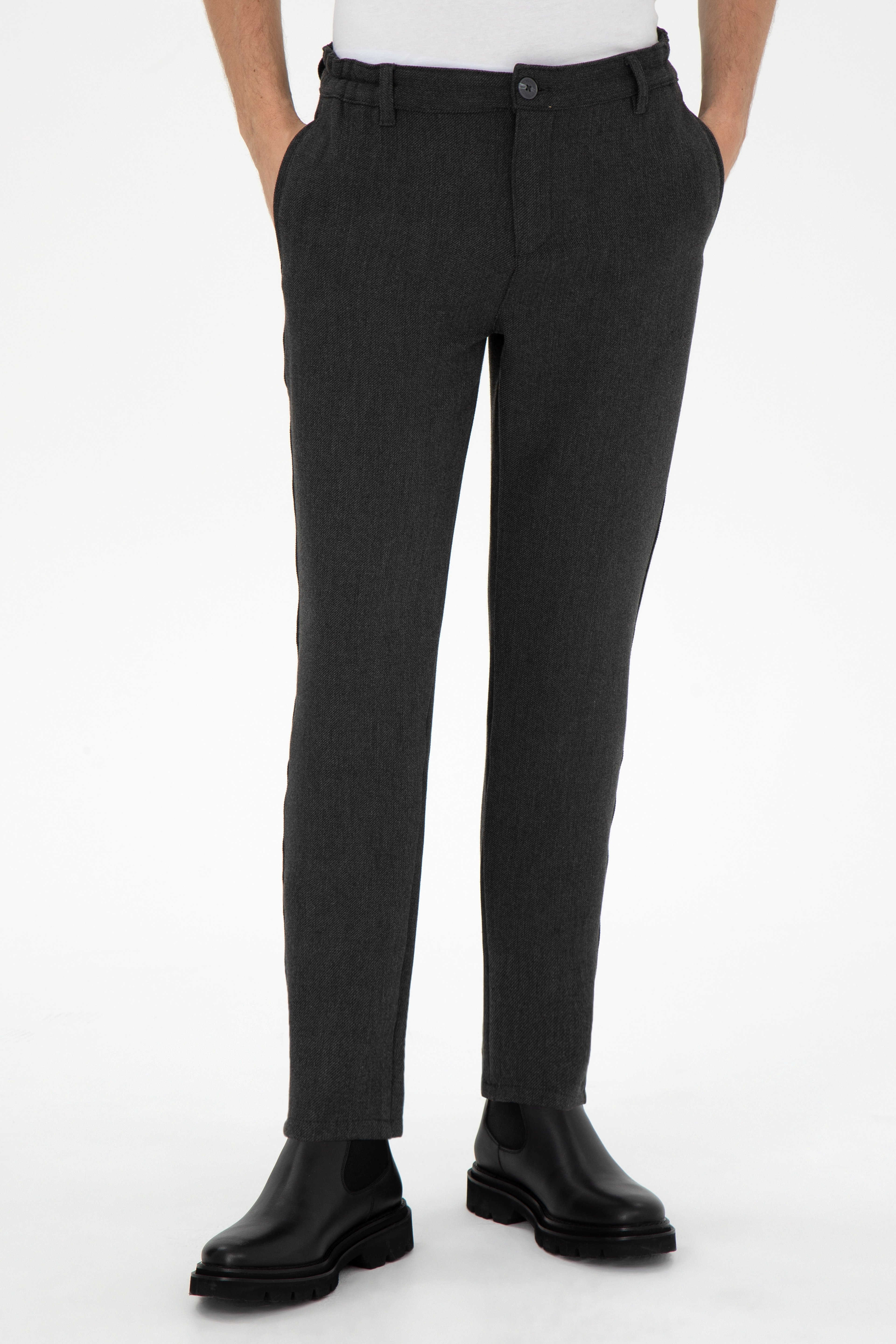 Erkek Jogger Fit Antrasit Kanvas Pantolon