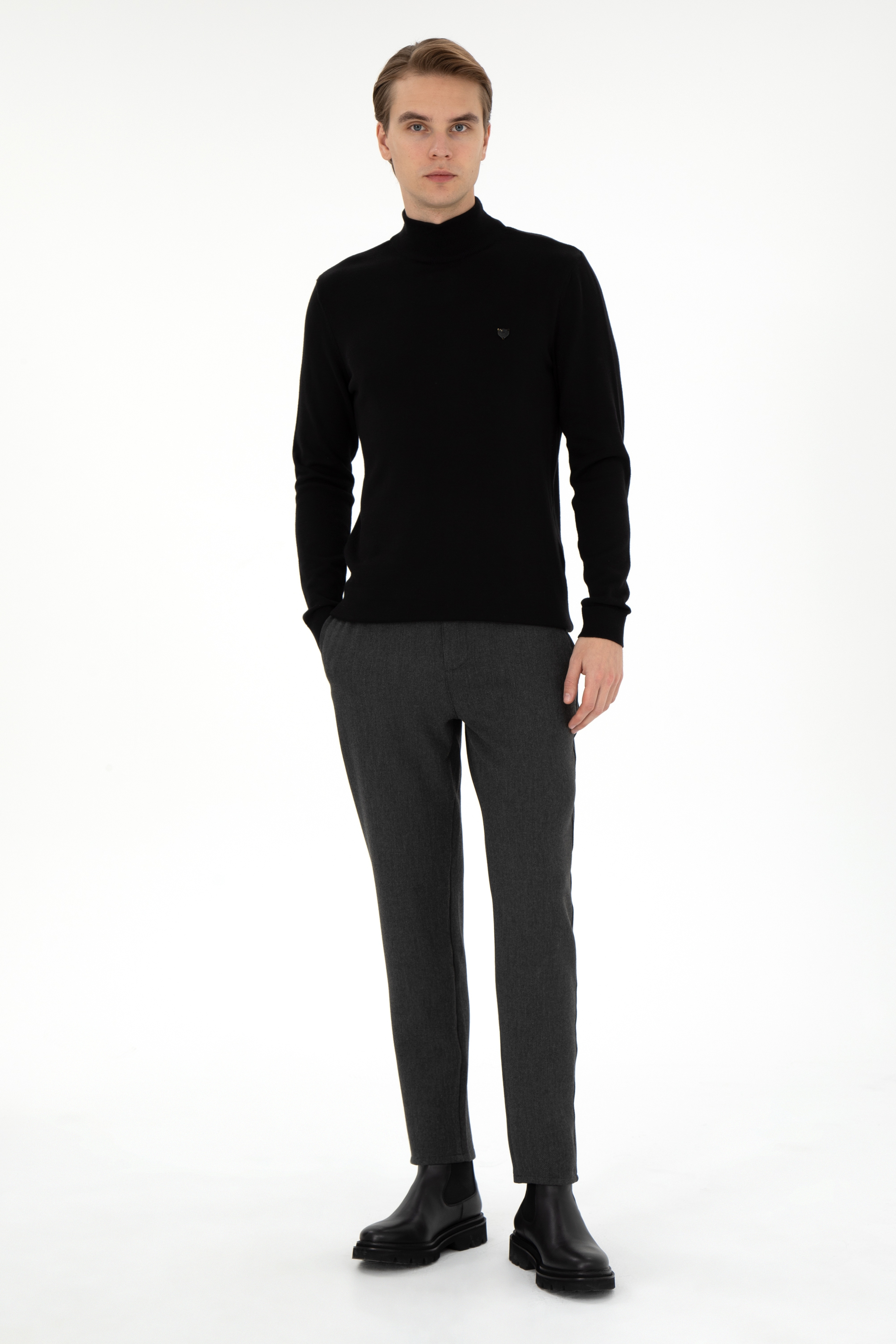 Erkek Jogger Fit Antrasit Kanvas Pantolon - Image 1