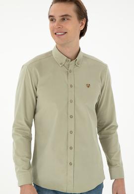 Erkek Açık Haki Uzun Kollu Gömlek - 50291395079