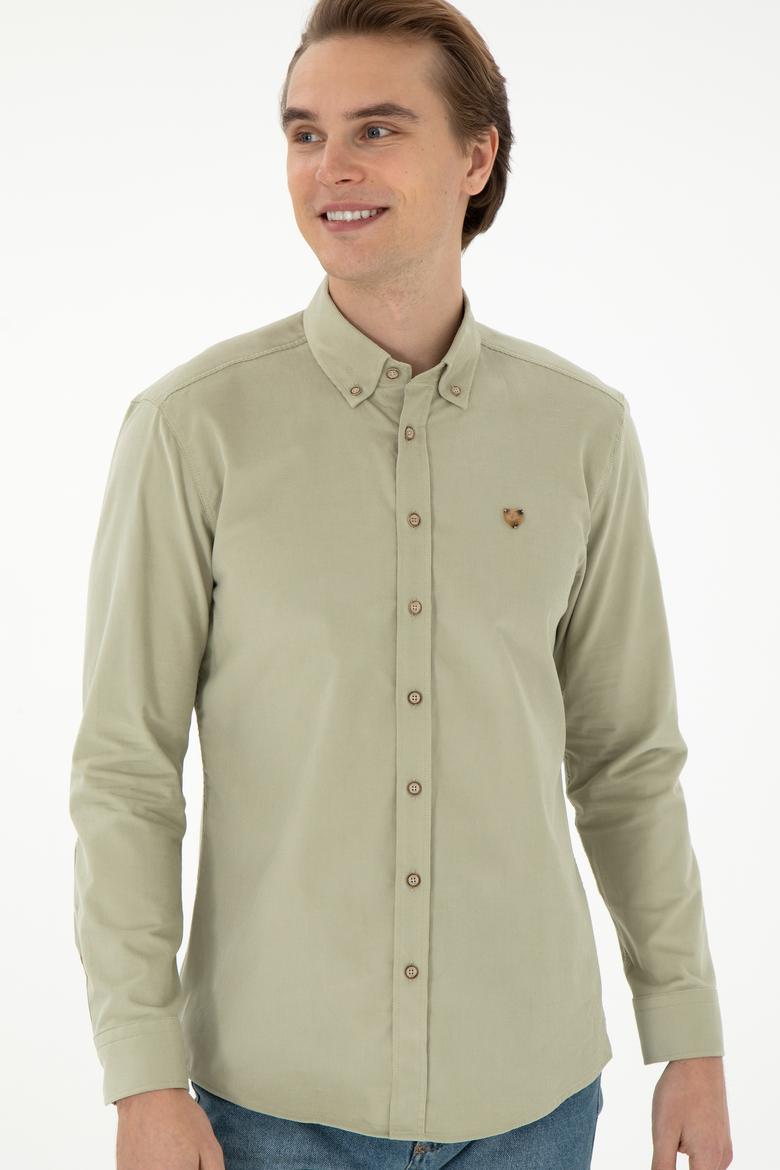 Erkek Açık Haki Uzun Kollu Gömlek - 50291395079