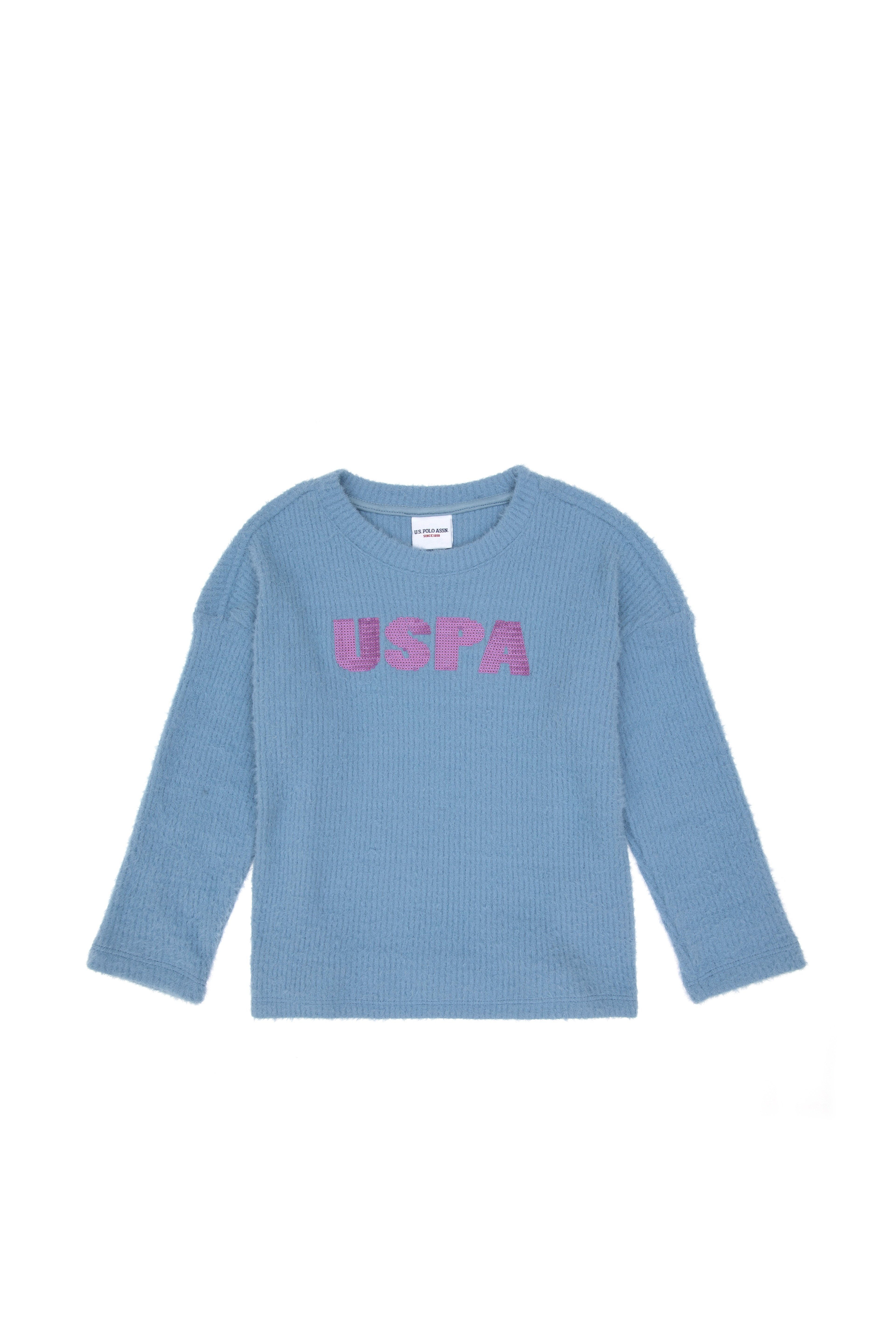 Kız Çocuk Açık Mavi Bisiklet Yaka Sweatshirt - Image 1