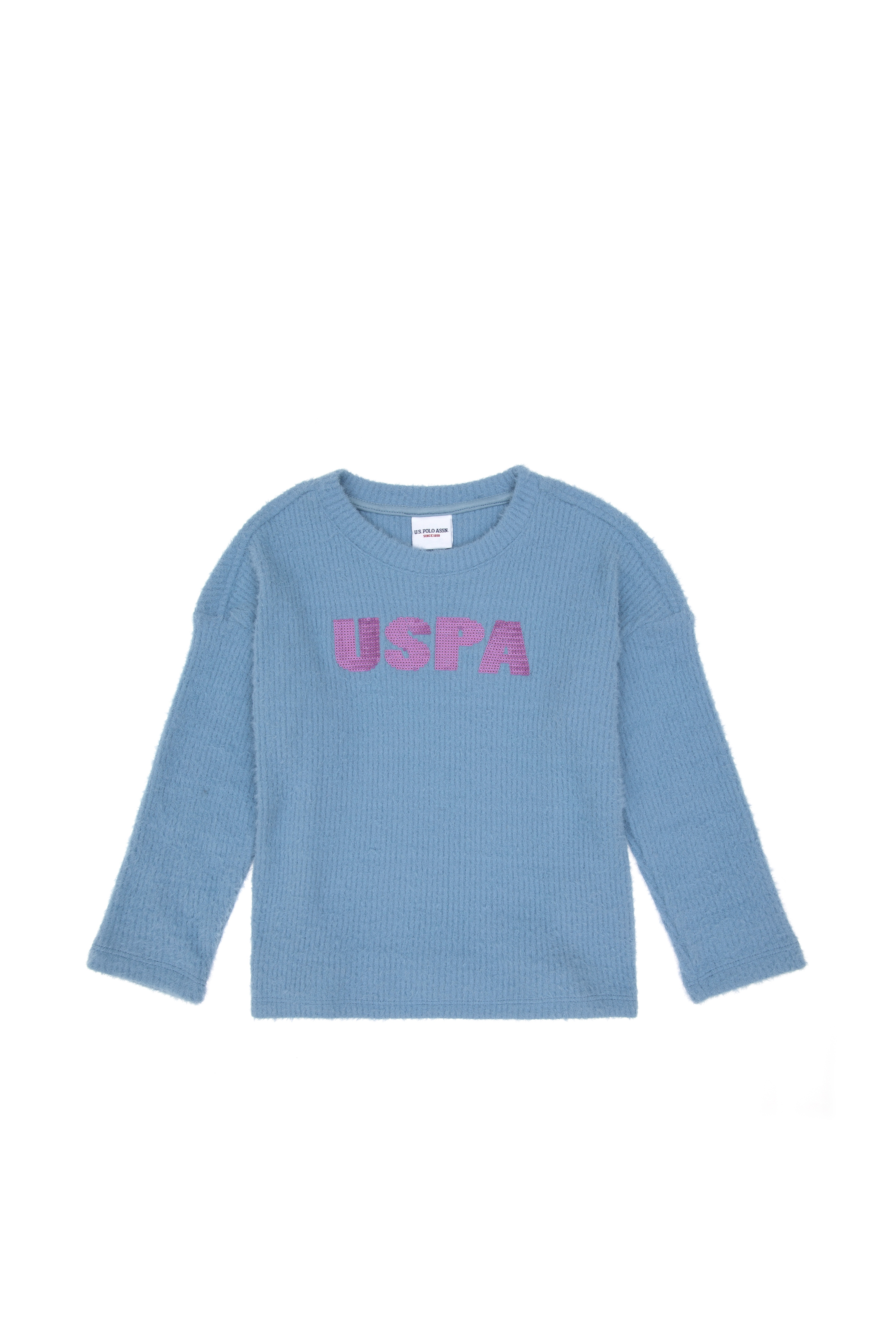 Kız Çocuk Açık Mavi Bisiklet Yaka Sweatshirt
