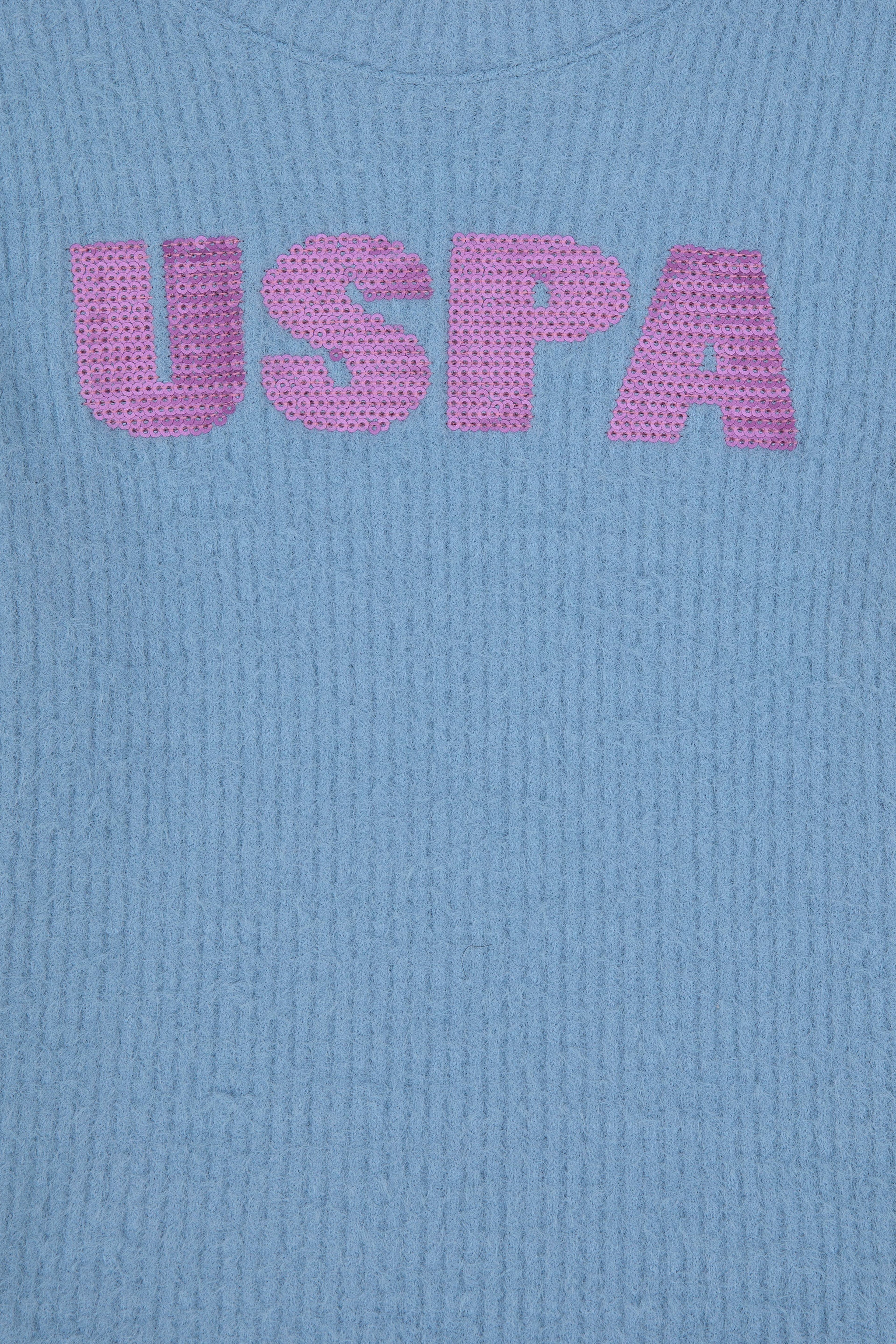 Kız Çocuk Açık Mavi Bisiklet Yaka Sweatshirt - Image 3