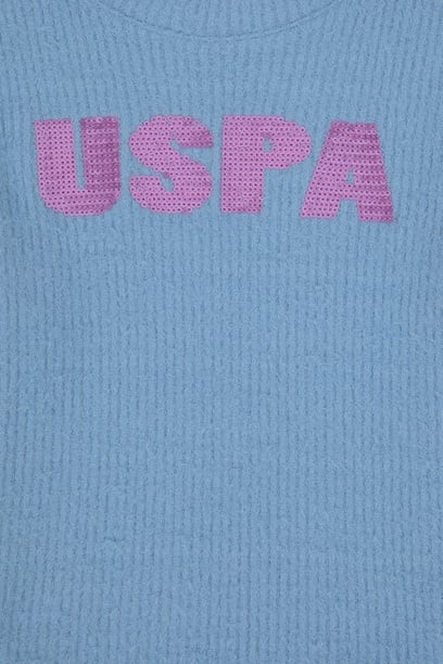 Kız Çocuk Açık Mavi Bisiklet Yaka Sweatshirt