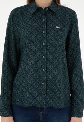 Kadın Koyu Yeşil Uzun Kollu Gömlek - 50291101011