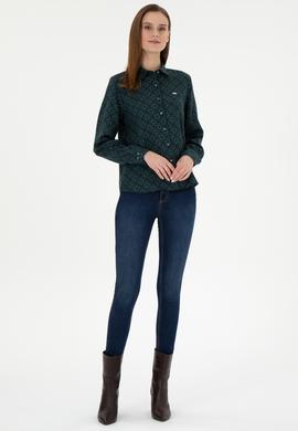 Kadın Koyu Yeşil Uzun Kollu Gömlek - 50291101011
