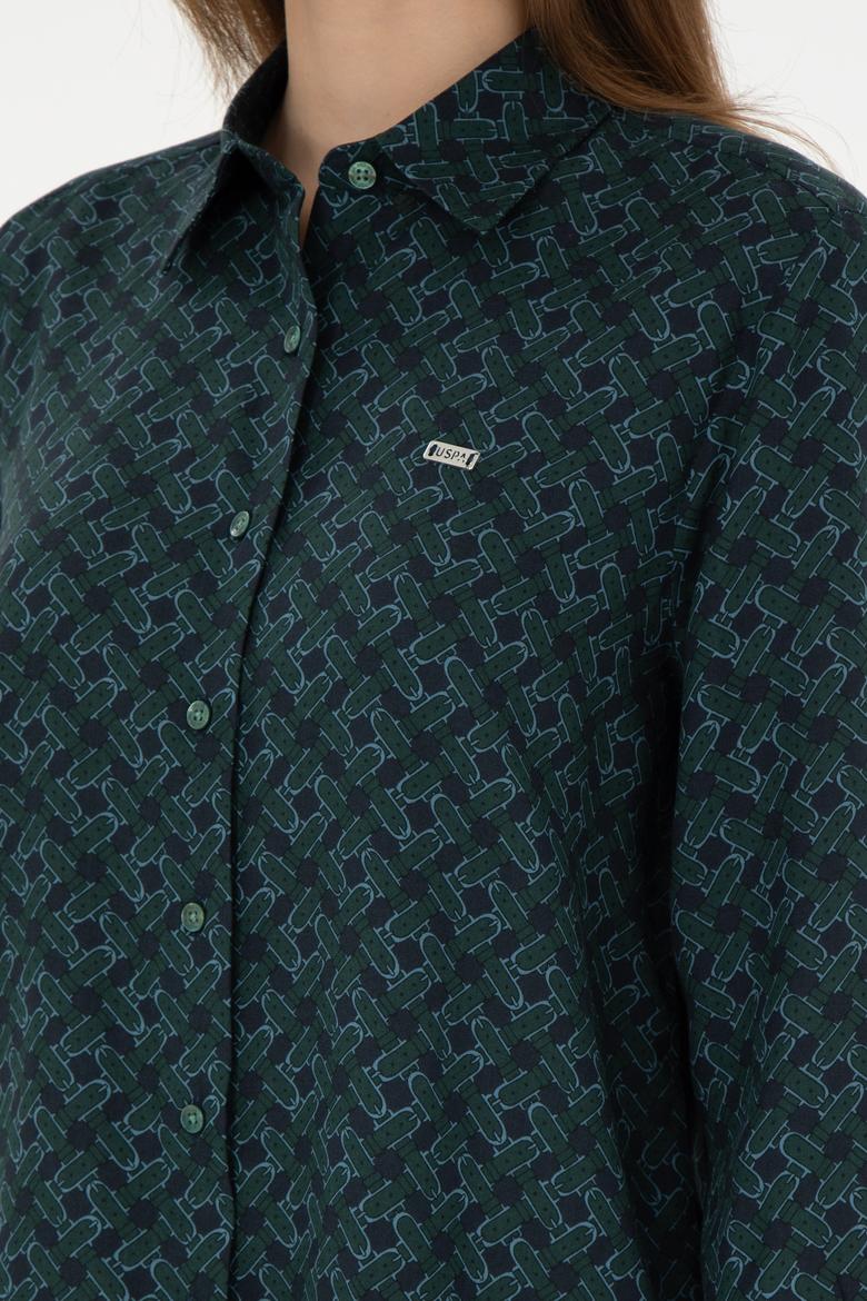 Kadın Koyu Yeşil Uzun Kollu Gömlek - 50291101011