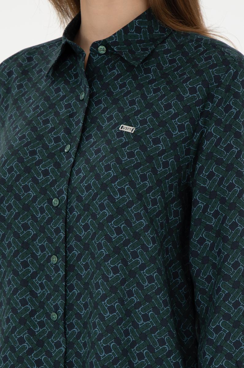 Kadın Koyu Yeşil Uzun Kollu Gömlek