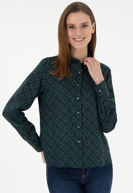 Kadın Koyu Yeşil Uzun Kollu Gömlek - 50291101011