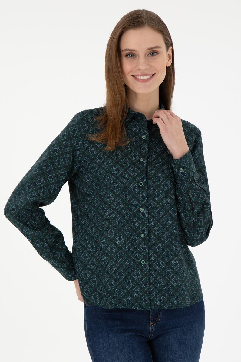 Kadın Koyu Yeşil Uzun Kollu Gömlek