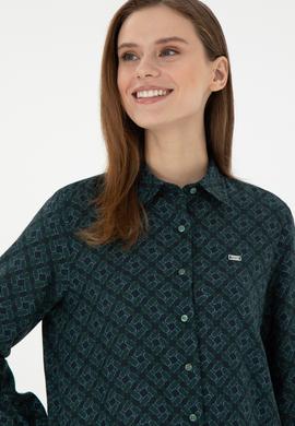 Kadın Koyu Yeşil Uzun Kollu Gömlek - 50291101011