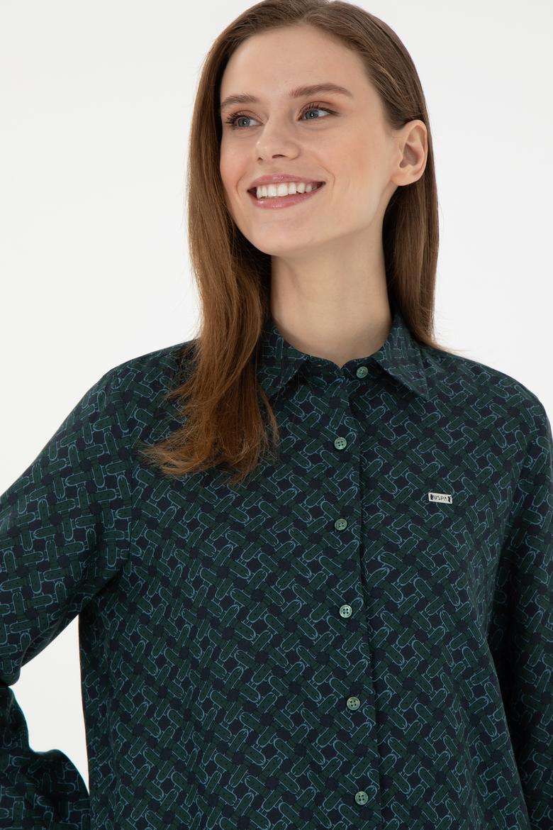 Kadın Koyu Yeşil Uzun Kollu Gömlek - 50291101011