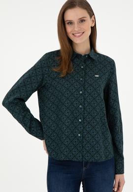 Kadın Koyu Yeşil Uzun Kollu Gömlek - 50291101011