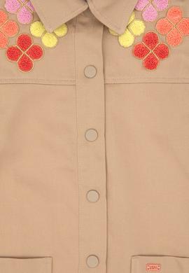 Kız Çocuk Camel İşlemeli Cep Detaylı Safari Model Dokuma Elbise - 50292654009