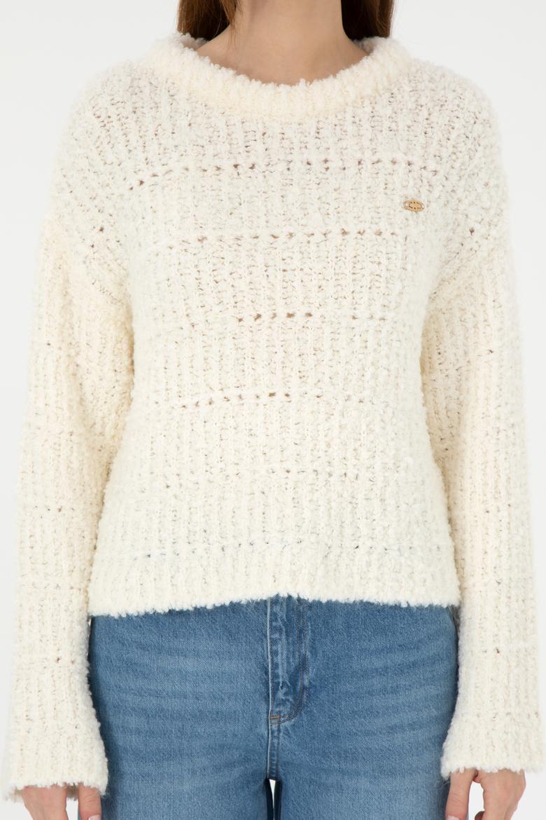 Kadın Krem Bisiklet Yaka Kazak - 50292975015