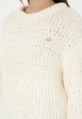 Kadın Krem Bisiklet Yaka Kazak - 50292975015