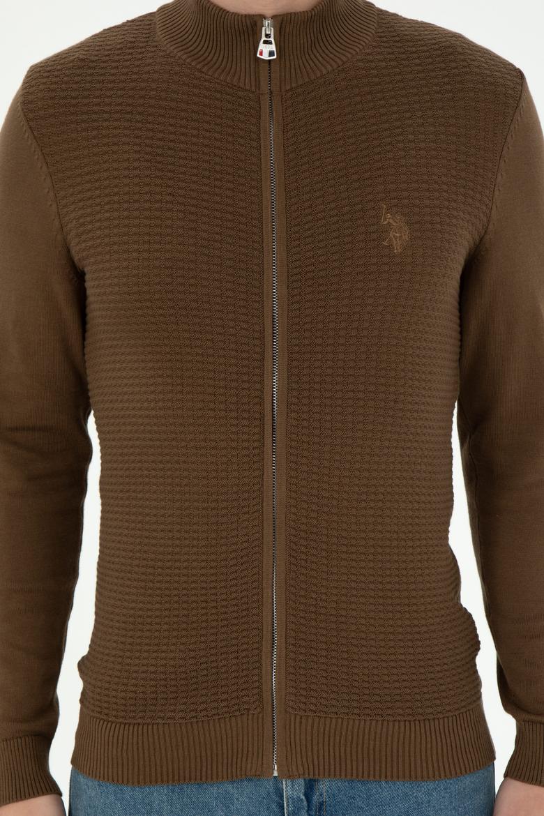 Erkek Haki Basic Triko Hırka - 50294738008