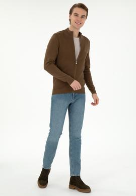 Erkek Haki Basic Triko Hırka - 50294738008