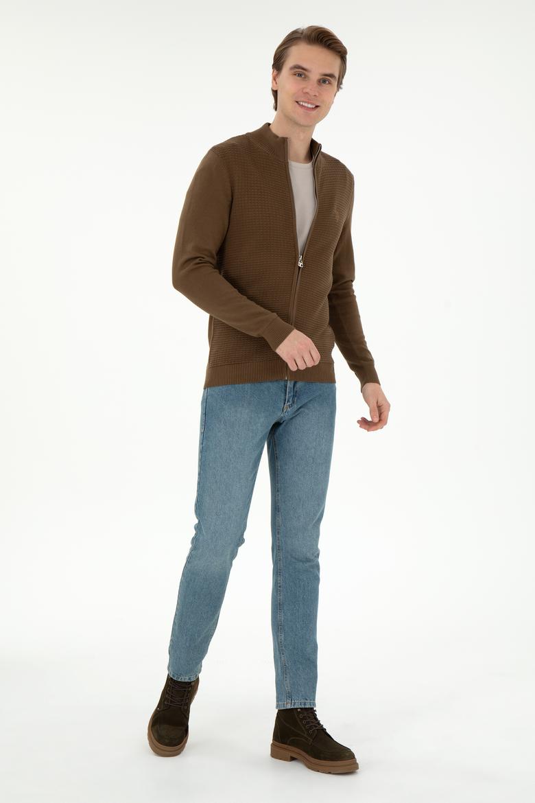 Erkek Haki Basic Triko Hırka - 50294738008