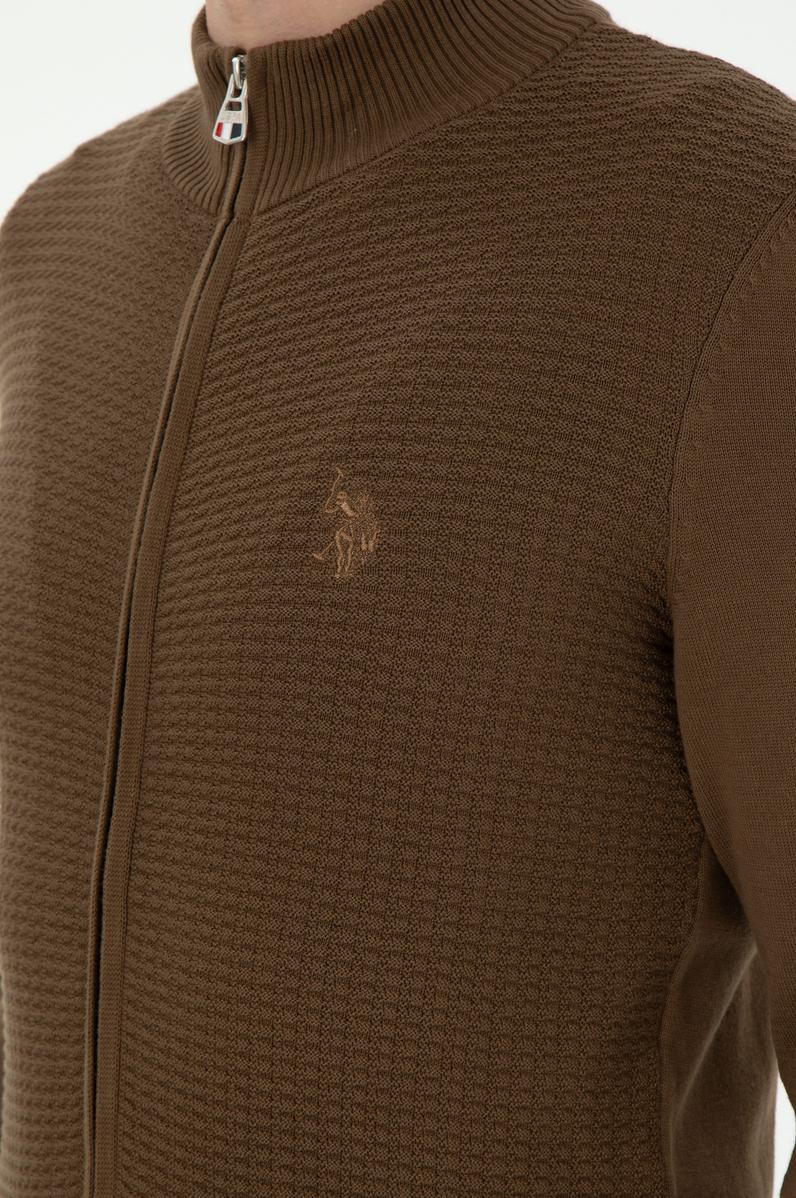 Erkek Haki Basic Triko Hırka