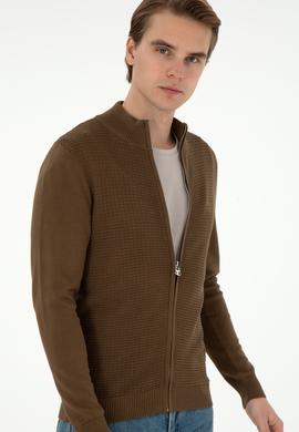 Erkek Haki Basic Triko Hırka - 50294738008