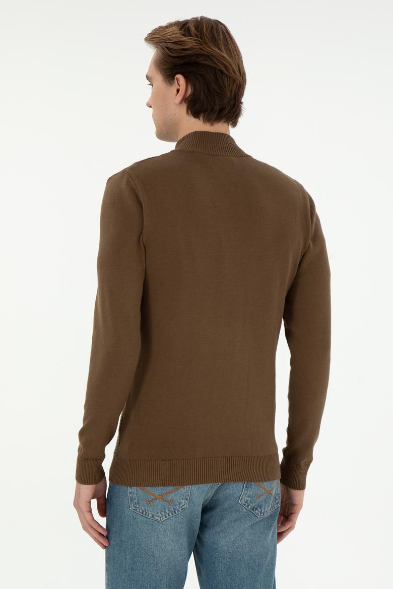 Erkek Haki Basic Triko Hırka - 50294738008