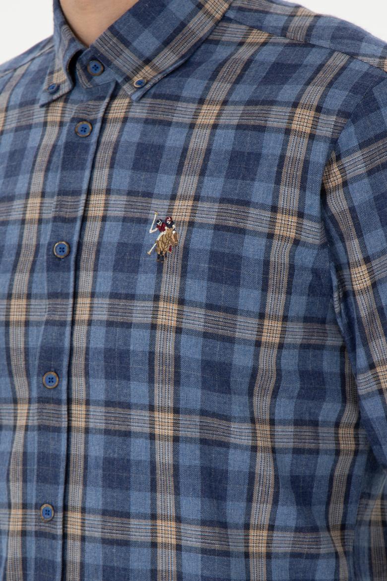 Erkek Saks Uzun Kollu Gömlek - 50296811016